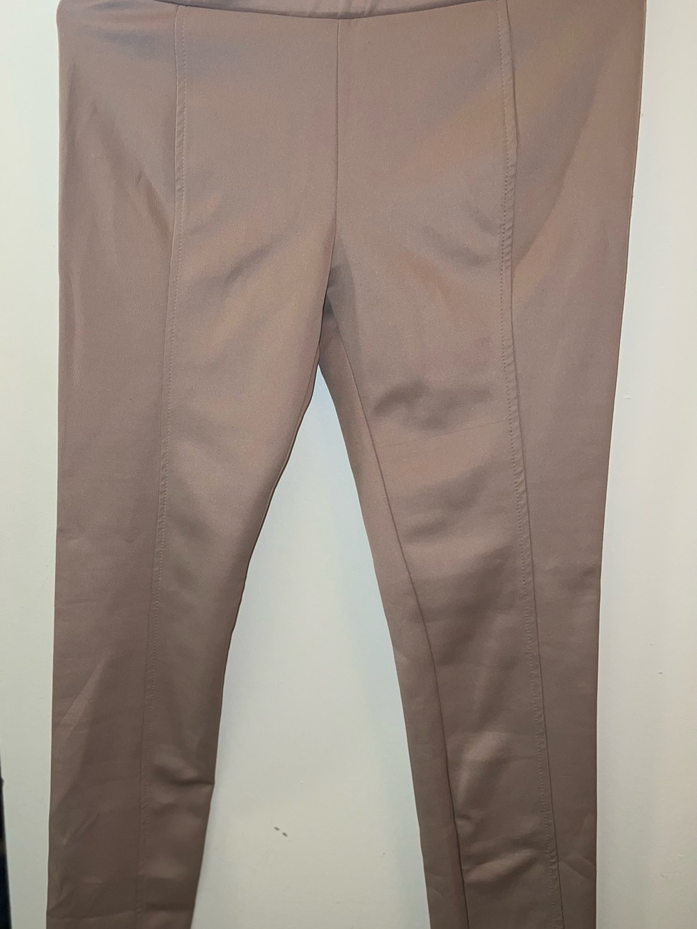 Suzy Shier Slim Seam-Front Pants - Taupe